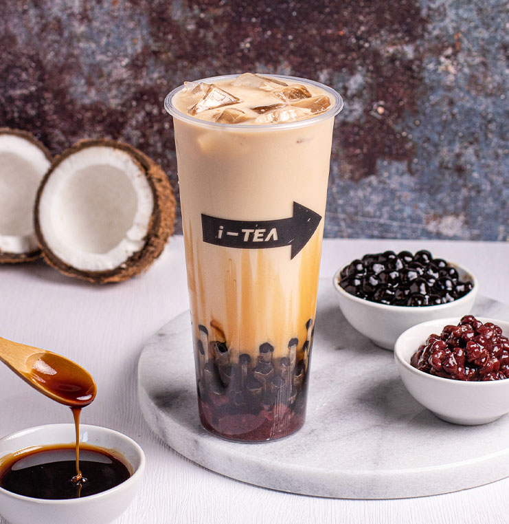 Brown Sugar Coconut Bubble Milk Tea with Red Bean - I-tea